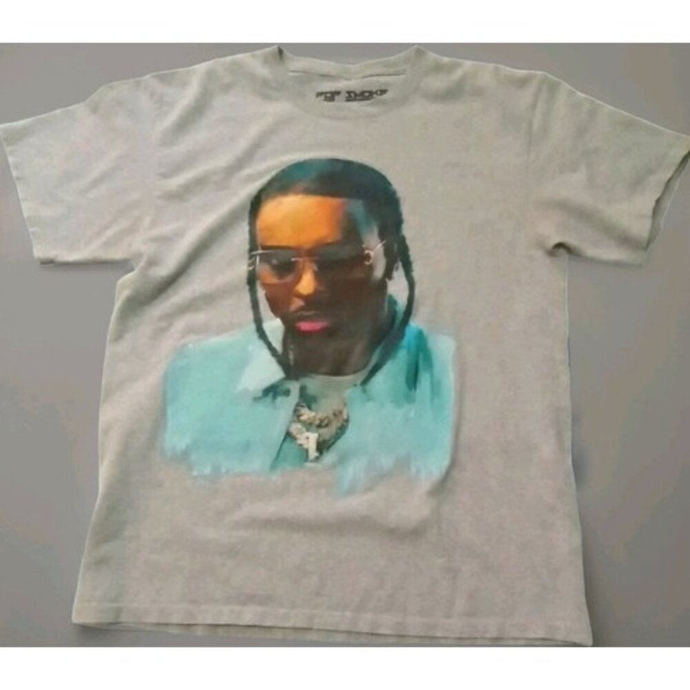 POP SMOKE T-shirt Official Merch Gray Front & Back Men's Large